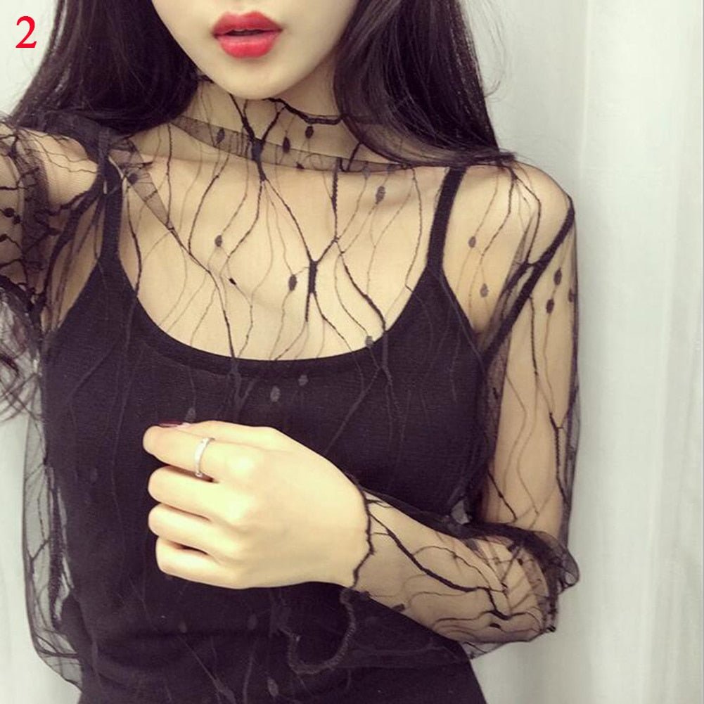 best Summer New Women Sunscreen Inner Wear Chiffon mesh Shirt Thin Shirt Butterfly Perspective Mesh Half-high Tops mesh bottom shirt 0 shop online at M2K Trends for