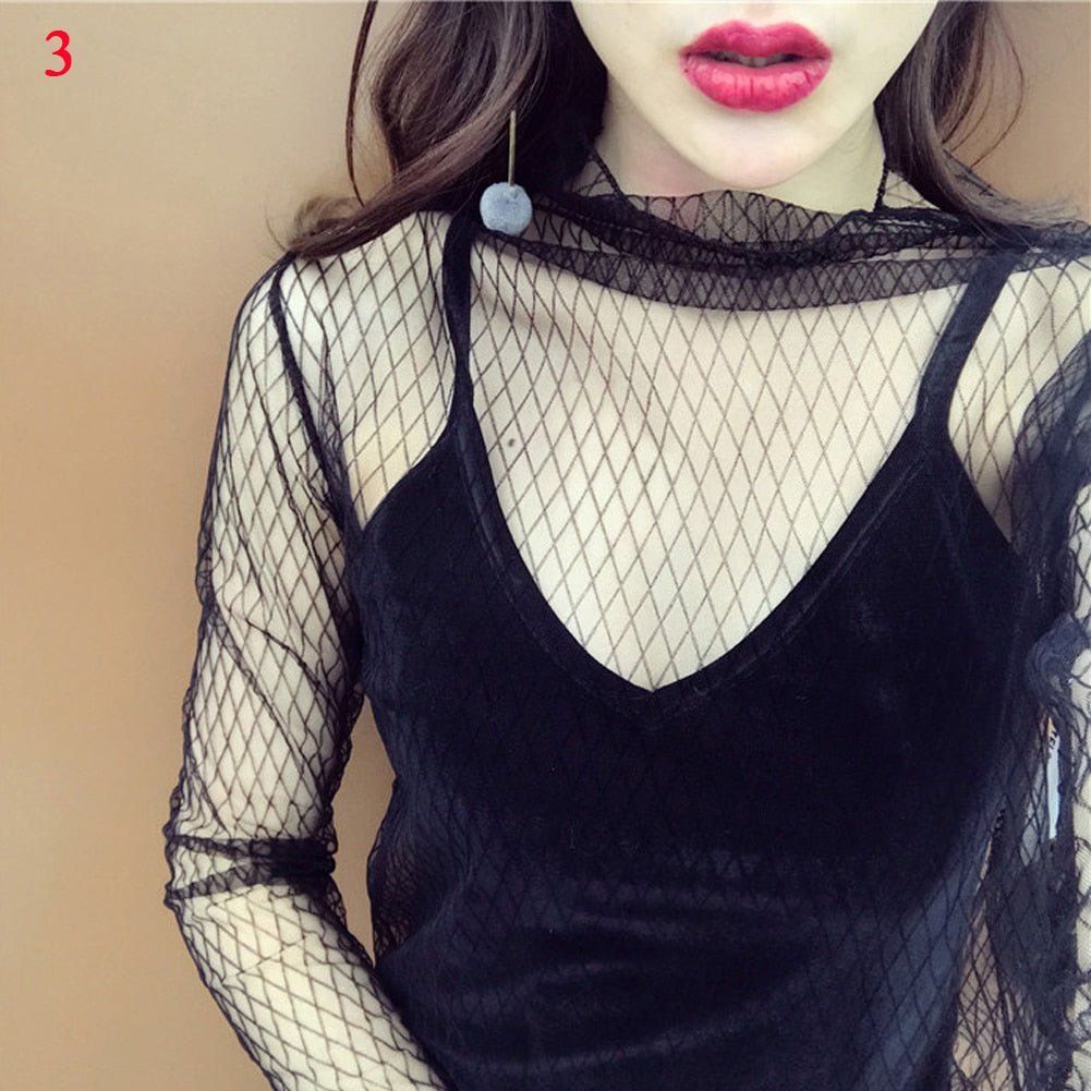 best Summer New Women Sunscreen Inner Wear Chiffon mesh Shirt Thin Shirt Butterfly Perspective Mesh Half-high Tops mesh bottom shirt 0 shop online at M2K Trends for