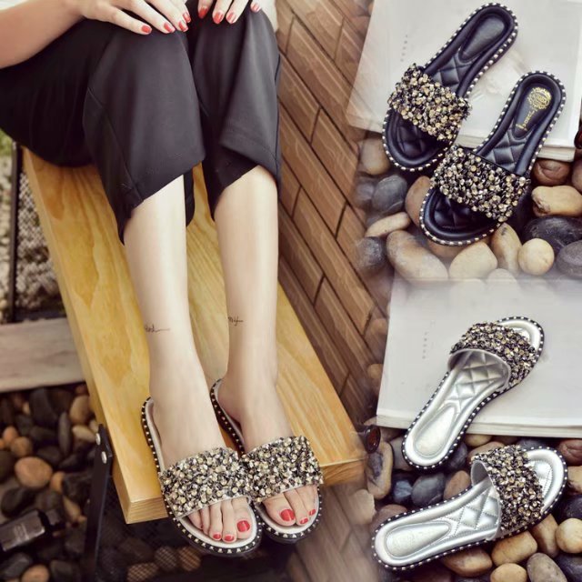 best Summer sandals, sequined flowers, sandals, ladies flat slippers 0 shop online at M2K Trends for