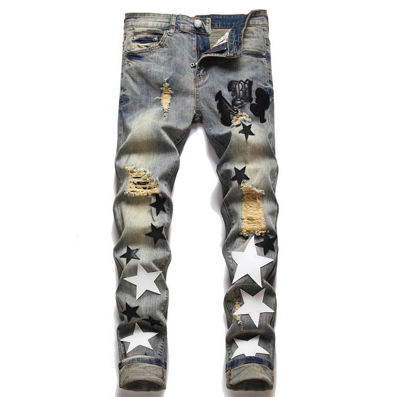 best Summer Street Men's Jeans Embroidered Cotton 0 shop online at M2K Trends for