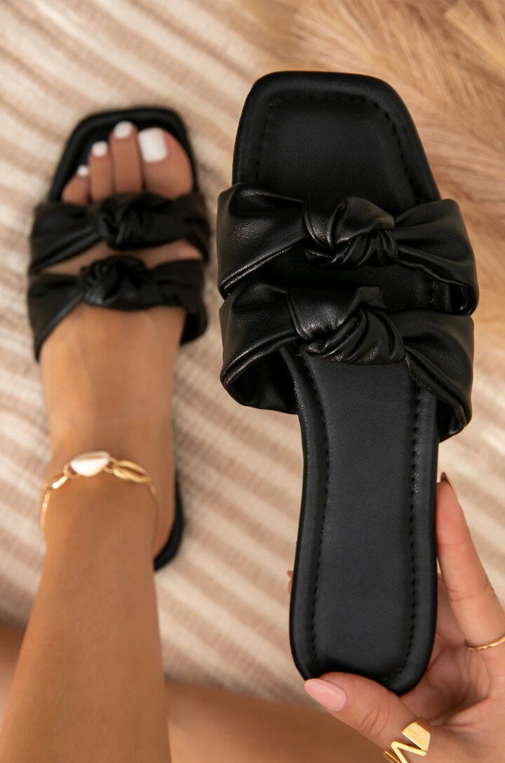 best Summer Women Sandals Outdoor Plus Size 43 Open Toe Flat Slippers Women Square Head Bow Beach Women Shoes Zapatos De Mujer slippers shop online at M2K Trends for