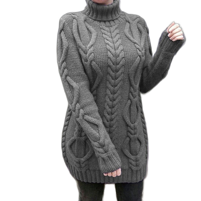 best Sweater Women's High Neck Knitted Sweater Long Solid Color Sweater Coat 0 shop online at M2K Trends for