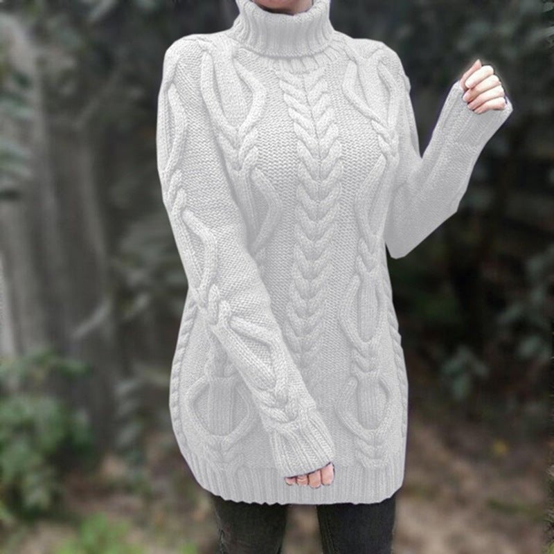 best Sweater Women's High Neck Knitted Sweater Long Solid Color Sweater Coat 0 shop online at M2K Trends for