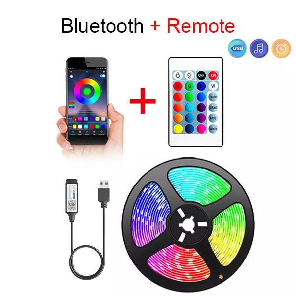 best Tape Bluetooth USB LED Strip Light 5050 SMD 5V USB RGB Lights Flexible LED Lamp Tape Ribbon RGB Self-adhesive TV Desktop Diode shop online at M2K Trends for