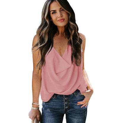 best Top Loose V-neck Chiffon Tank Top Women 0 shop online at M2K Trends for