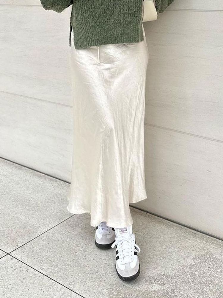 best Tossy High Waist Loose Female Long Skirt Solid Casual Elegant Streetwear Fashion Lace-Up Slim Y2k Outfits For Women Maxi Skirt 0 shop online at M2K Trends for