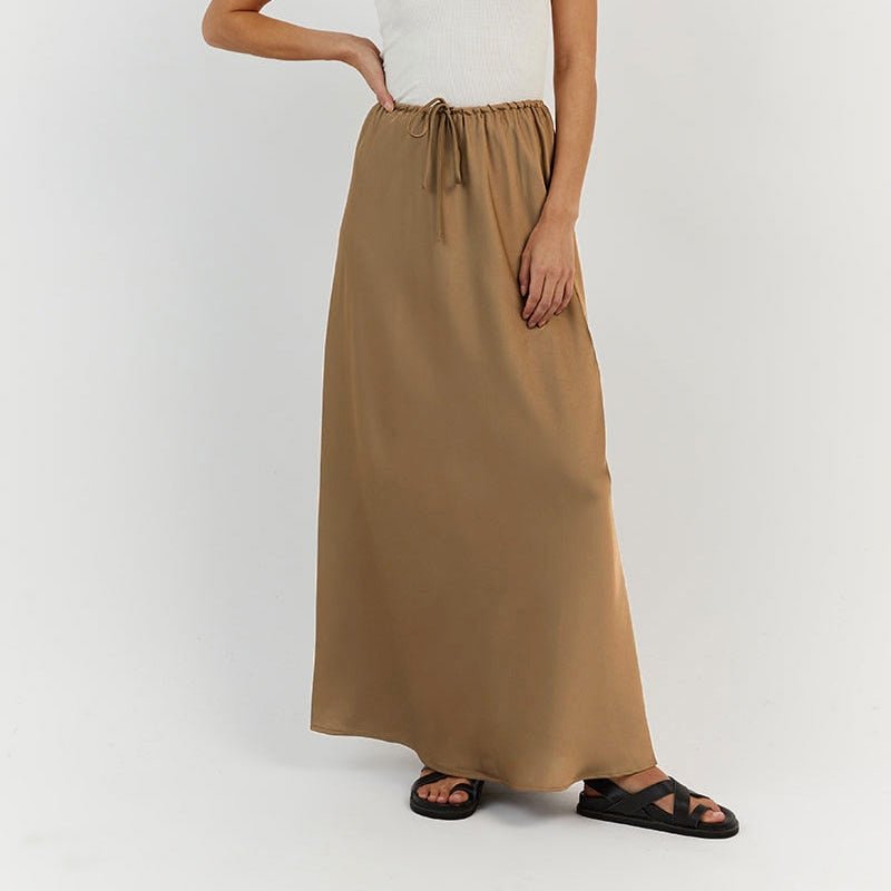 best Tossy High Waist Loose Female Long Skirt Solid Casual Elegant Streetwear Fashion Lace-Up Slim Y2k Outfits For Women Maxi Skirt 0 shop online at M2K Trends for