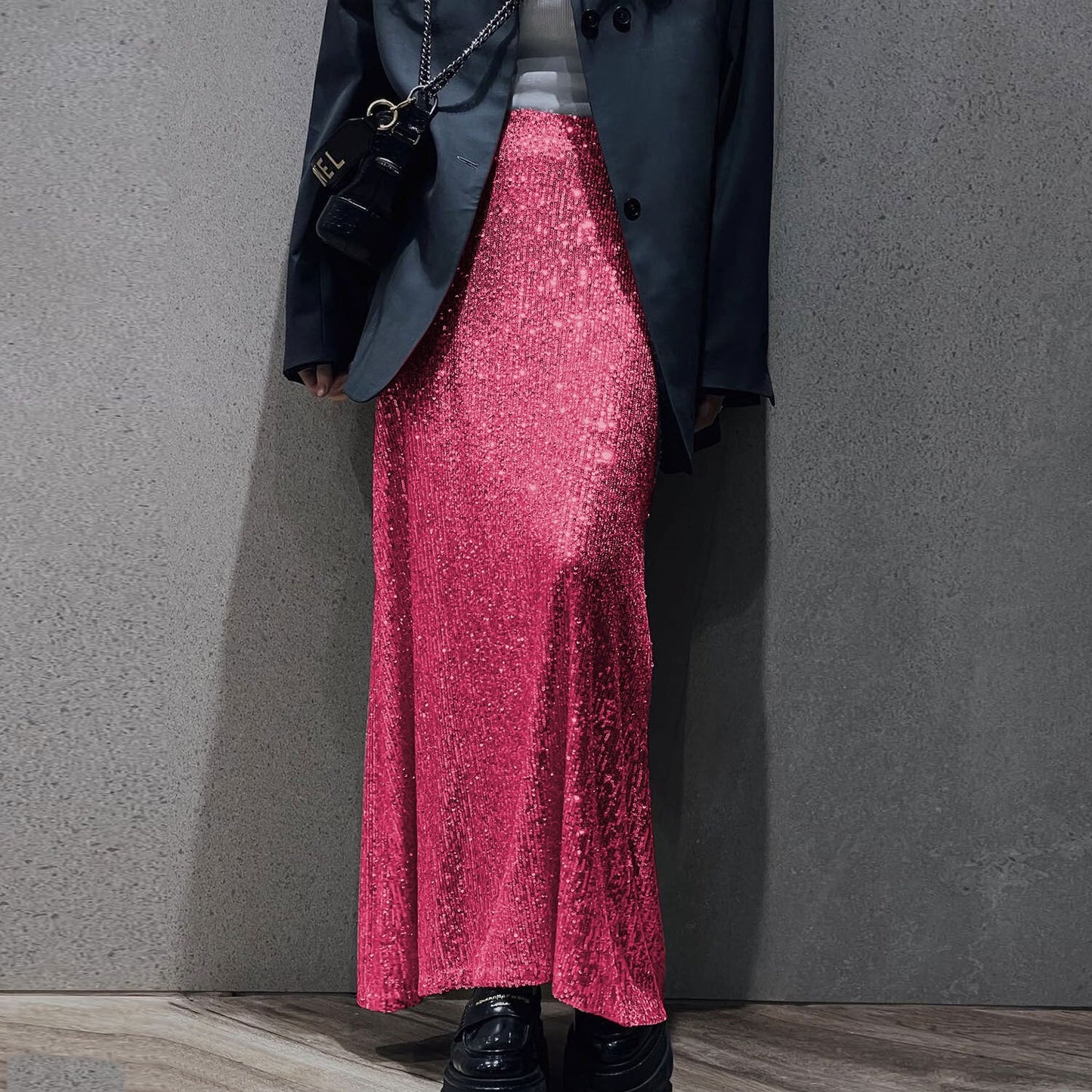 best Tossy Sequin Female Sexy Maxi Skirt Summer Fashion Glitter High Waist Loose Elegant Club Long Skirt Sparkle Women Long Skirt New 0 shop online at M2K Trends for