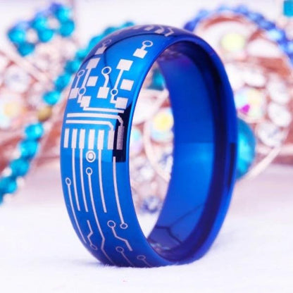 best Tungsten 6mm Circuit Board Wedding Ring shop online at M2K Trends for