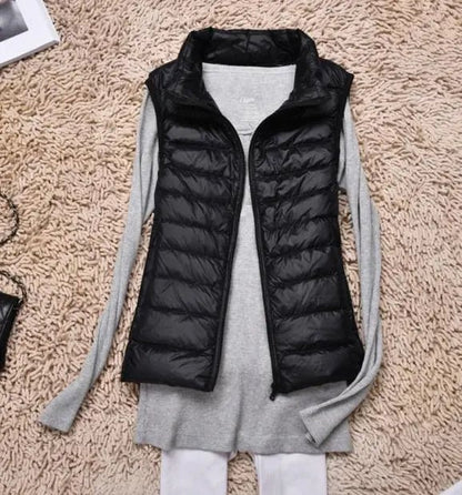 best Ultra Light Slim Down Coat Women Winter Stand Collar Thin Jacket Windproof Padded Waistcoat Sleeveless Portable Duck Down Vest shop online at M2K Trends for