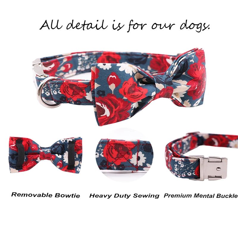 best Unique Style Paws Dog Collar Flower Cotton Fabric Dog Collar and Bow shop online at M2K Trends for