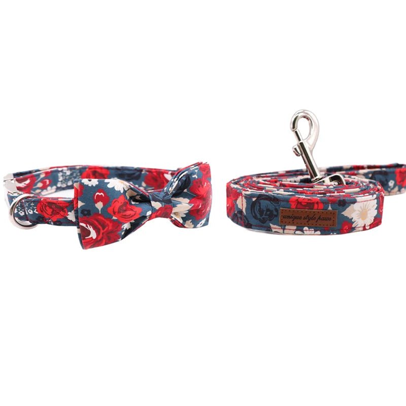 best Unique Style Paws Dog Collar Flower Cotton Fabric Dog Collar and Bow shop online at M2K Trends for