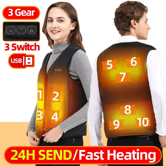 best Usb Heated Vest Men Women Rechargeable Warming Self Heating Vest Fleece Electric Heated Jacket Clothing Thermal Waistcoat shop online at M2K Trends for