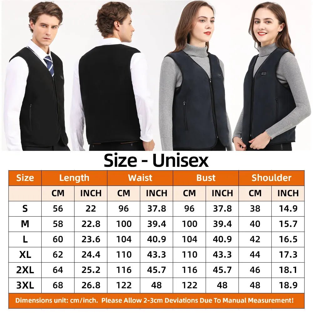 best Usb Heated Vest Men Women Rechargeable Warming Self Heating Vest Fleece Electric Heated Jacket Clothing Thermal Waistcoat shop online at M2K Trends for