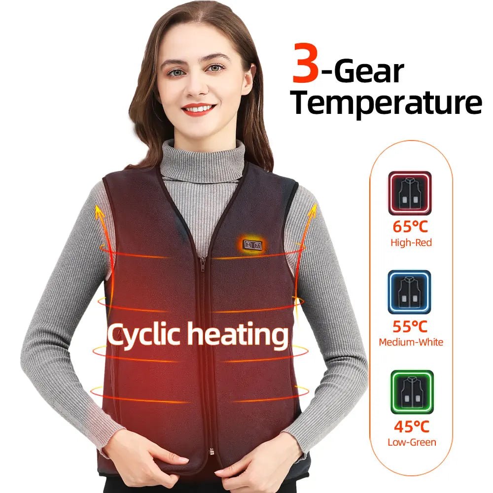 best Usb Heated Vest Men Women Rechargeable Warming Self Heating Vest Fleece Electric Heated Jacket Clothing Thermal Waistcoat shop online at M2K Trends for