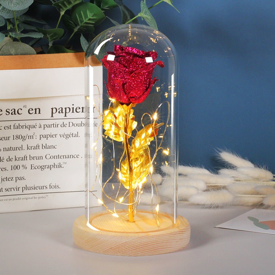 best Valentines Day Gift For Girlfriend Eternal Rose Flowers LED Light In Glass Cover Day Wedding Decoration Favors Mother Day Female Gift Gift 0 shop online at M2K Trends for