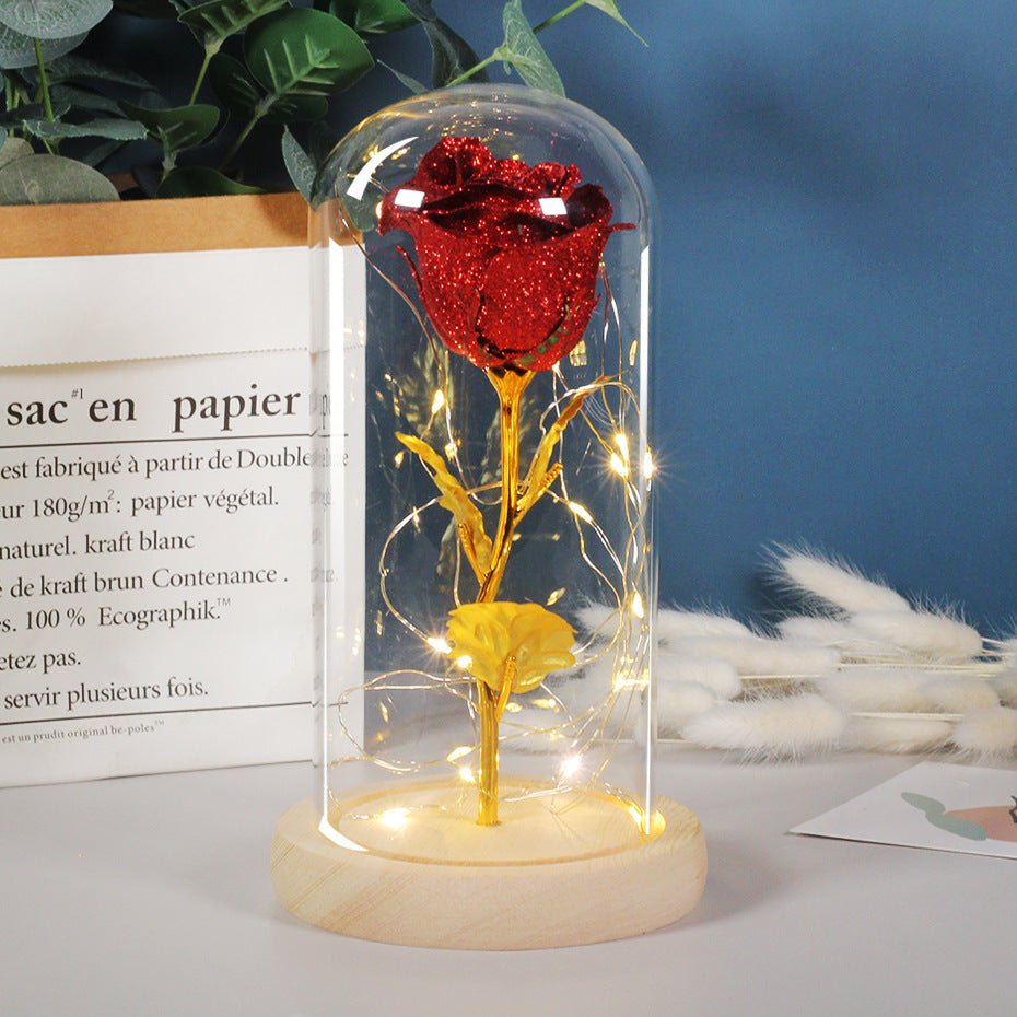 best Valentines Day Gift For Girlfriend Eternal Rose Flowers LED Light In Glass Cover Day Wedding Decoration Favors Mother Day Female Gift Gift 0 shop online at M2K Trends for