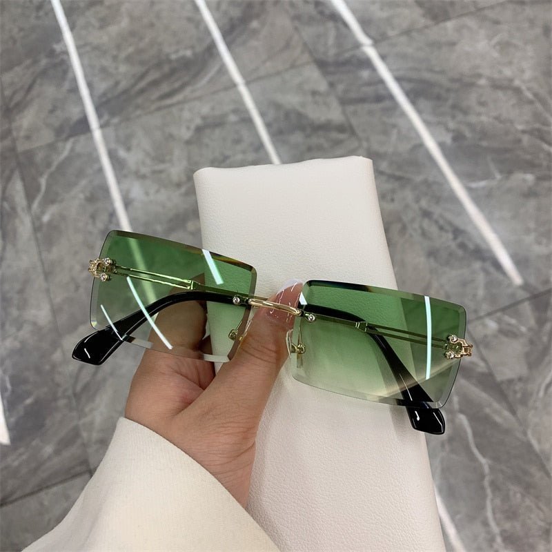 best Vintage Fashion 2021 New Sunglasses Rimless Frameless Rectangle Shades Gradient UV400 Summer Traveling Sun Glasses for Women 0 shop online at M2K Trends for