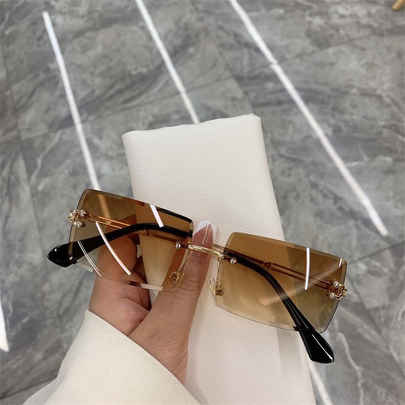 best Vintage Fashion 2021 New Sunglasses Rimless Frameless Rectangle Shades Gradient UV400 Summer Traveling Sun Glasses for Women 0 shop online at M2K Trends for