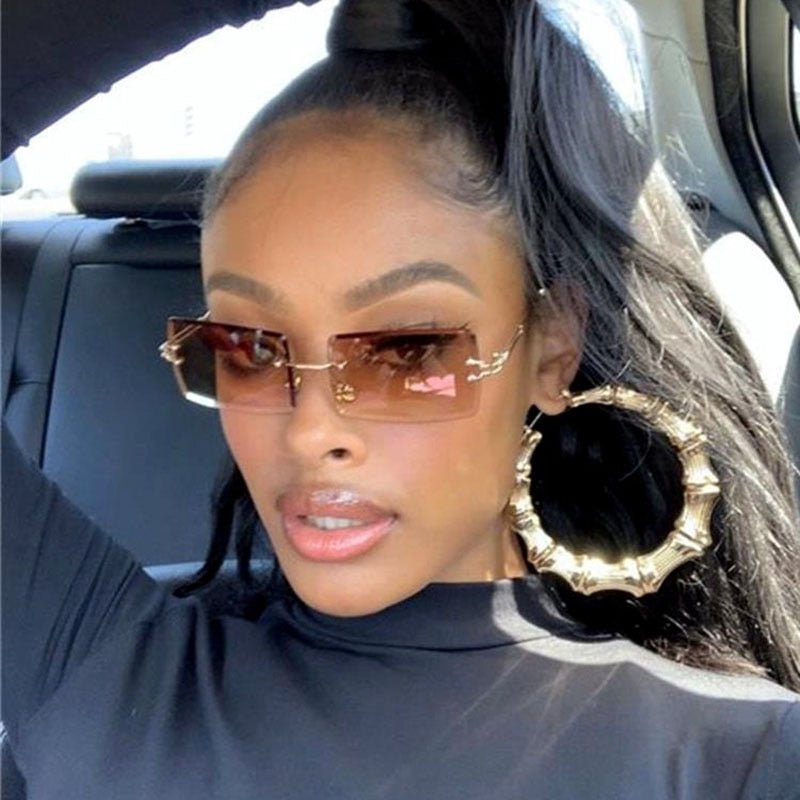 best Vintage Fashion 2021 New Sunglasses Rimless Frameless Rectangle Shades Gradient UV400 Summer Traveling Sun Glasses for Women 0 shop online at M2K Trends for