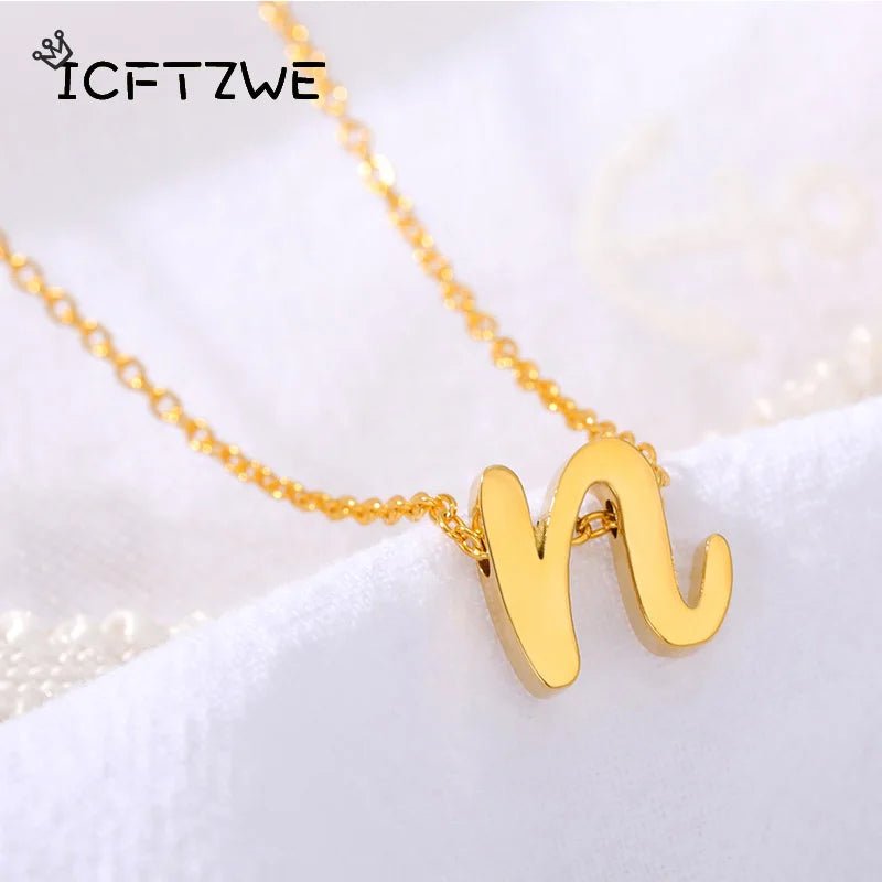 best Vintage Tiny Initial Letter Necklaces For Women Stainless Steel Old English Letter Necklace Birthday Gothic Jewelry Gift Femme shop online at M2K Trends for