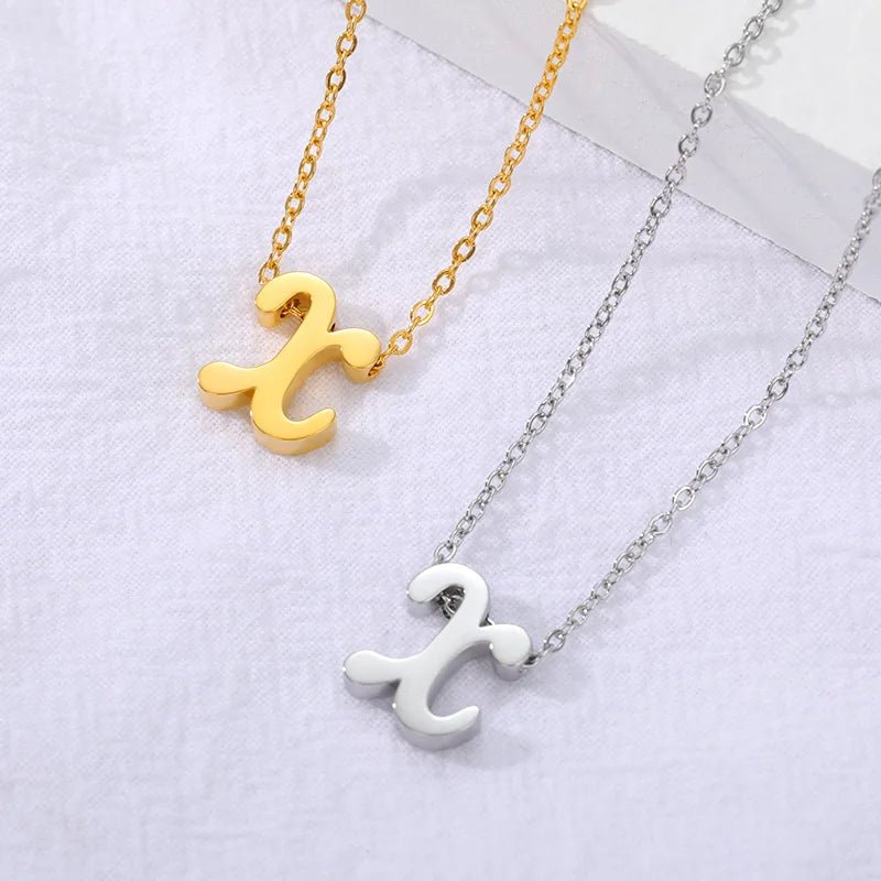 best Vintage Tiny Initial Letter Necklaces For Women Stainless Steel Old English Letter Necklace Birthday Gothic Jewelry Gift Femme shop online at M2K Trends for