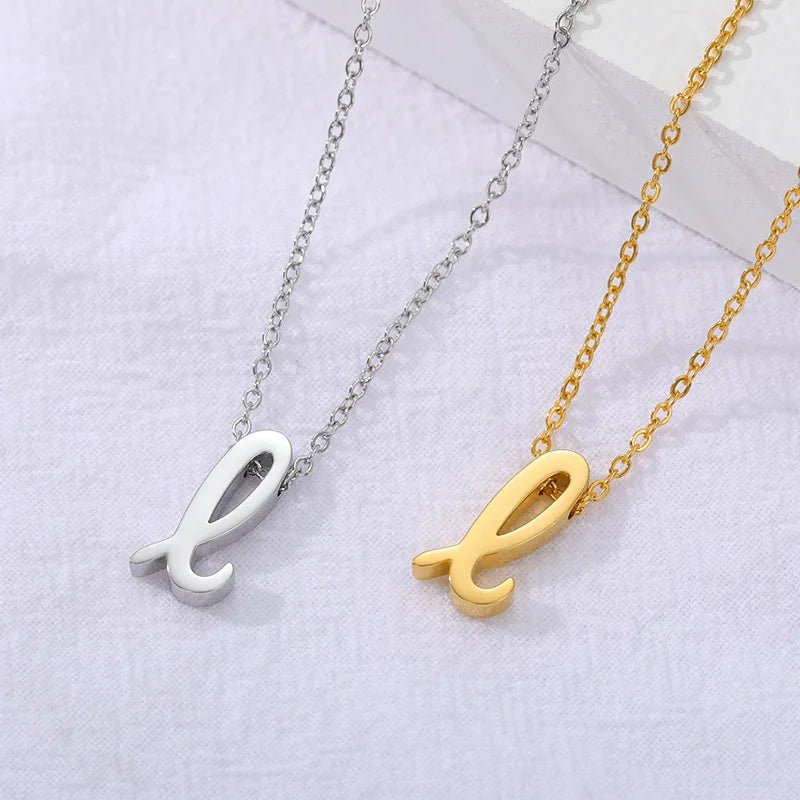 best Vintage Tiny Initial Letter Necklaces For Women Stainless Steel Old English Letter Necklace Birthday Gothic Jewelry Gift Femme shop online at M2K Trends for