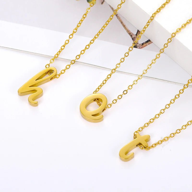 best Vintage Tiny Initial Letter Necklaces For Women Stainless Steel Old English Letter Necklace Birthday Gothic Jewelry Gift Femme shop online at M2K Trends for