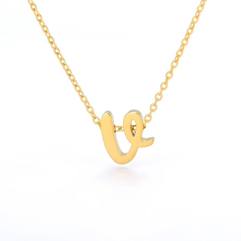 best Vintage Tiny Initial Letter Necklaces For Women Stainless Steel Old English Letter Necklace Birthday Gothic Jewelry Gift Femme shop online at M2K Trends for