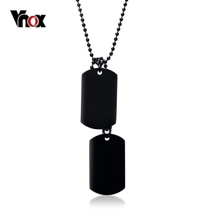 best Vnox Stainless Steel Double Dog Tag Necklace for Men High Polished Pendant ID Men Jewelry 24" Chain Necklace 0 shop online at M2K Trends for