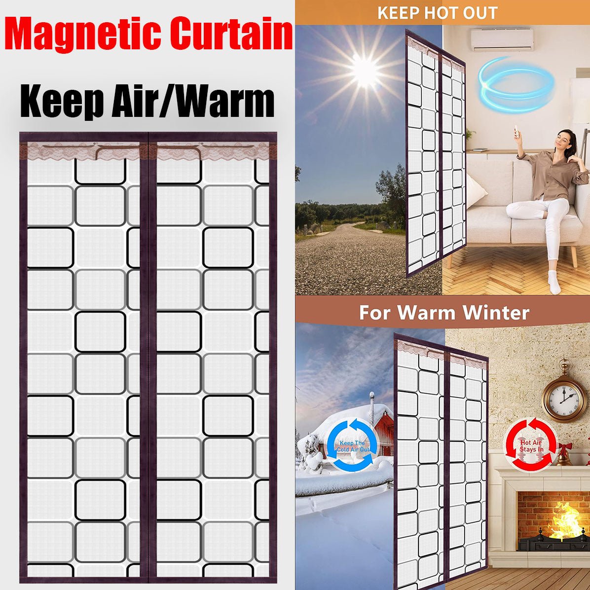 best Warm Air Conditioner Door Curtain Transparent Magnetic Winter Gadgets 0 shop online at M2K Trends for