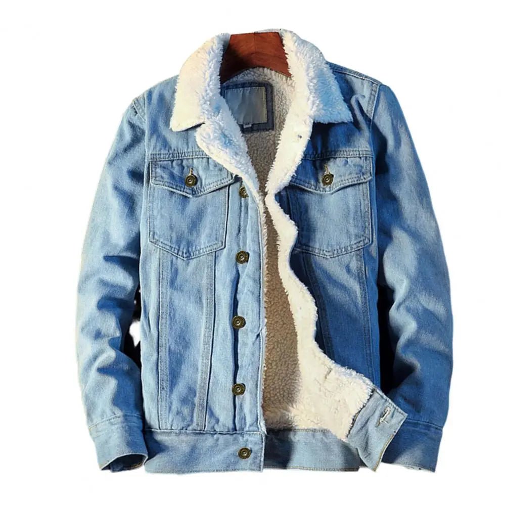 best Winter Mens Denim Jackets Fashion Men Fleece Thick Warm Jeans Jacket Men Casual Slim Outwear Windbreaker Cowboy Coats shop online at M2K Trends for