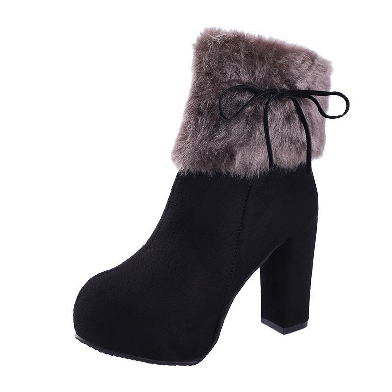 best Winter Shoes Women High Heels Boots Fur Warm Shoes Fashion Boots for Women Winter High Heels Super Square High Heel 10cm A1658 0 shop online at M2K Trends for