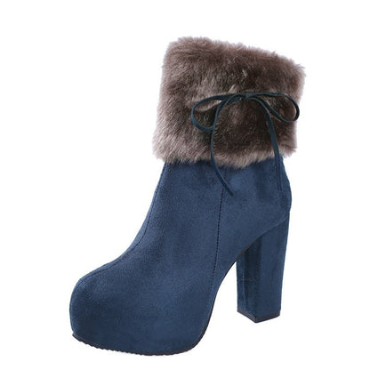 best Winter Shoes Women High Heels Boots Fur Warm Shoes Fashion Boots for Women Winter High Heels Super Square High Heel 10cm A1658 0 shop online at M2K Trends for