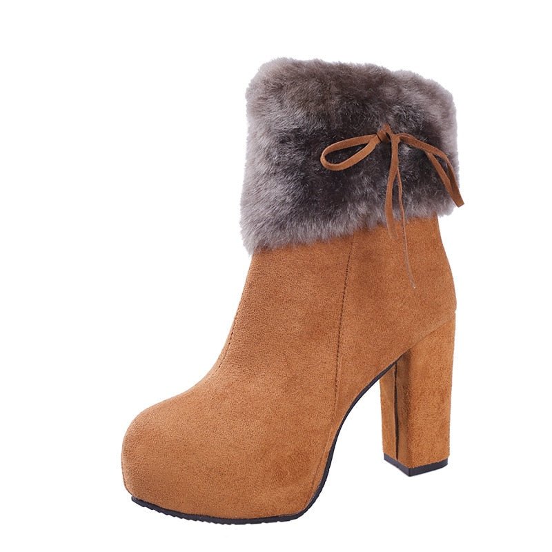 best Winter Shoes Women High Heels Boots Fur Warm Shoes Fashion Boots for Women Winter High Heels Super Square High Heel 10cm A1658 0 shop online at M2K Trends for