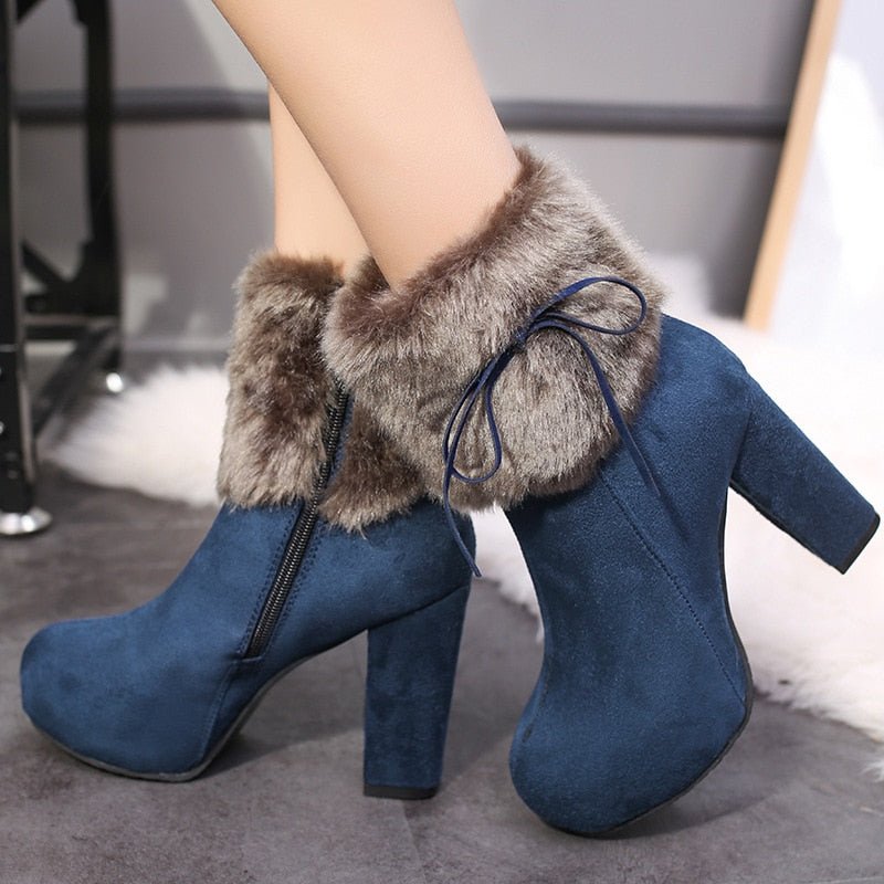 best Winter Shoes Women High Heels Boots Fur Warm Shoes Fashion Boots for Women Winter High Heels Super Square High Heel 10cm A1658 0 shop online at M2K Trends for