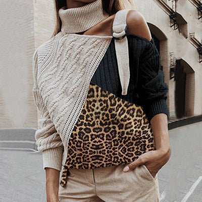 best Winter women sweater leopard stitching sweater 0 shop online at M2K Trends for