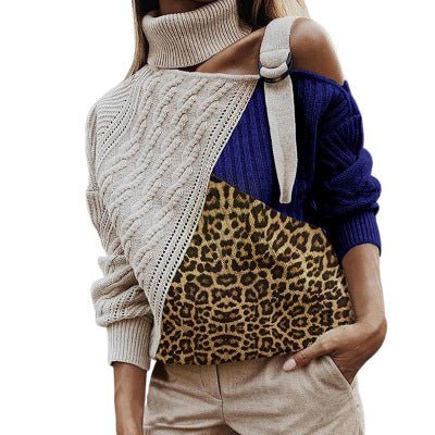 best Winter women sweater leopard stitching sweater 0 shop online at M2K Trends for