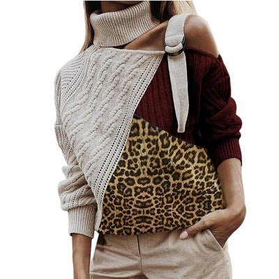 best Winter women sweater leopard stitching sweater 0 shop online at M2K Trends for