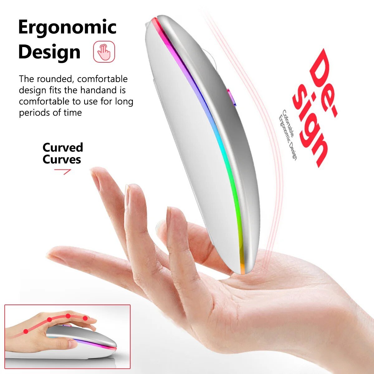 best Wireless Mouse 2.4G Bluetooth Mice for Macbook Samsung Laptop Silent Ergonomic Rechargeable Mice with LED Backlit USB Mice shop online at M2K Trends for