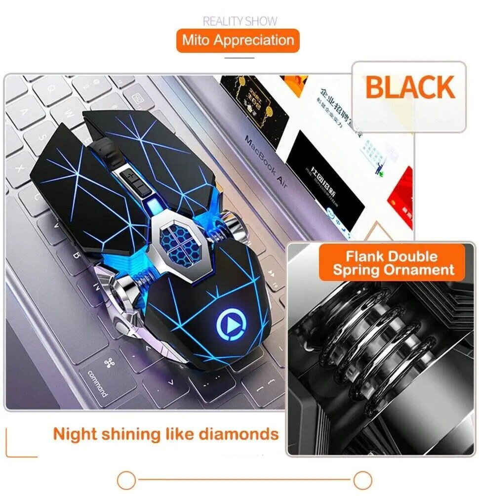 best Wireless Optical 2.4G USB Gaming Mouse 1600DPI 7 Color LED Backlit Rechargeable Silent Mice For PC Laptop shop online at M2K Trends for Wireless