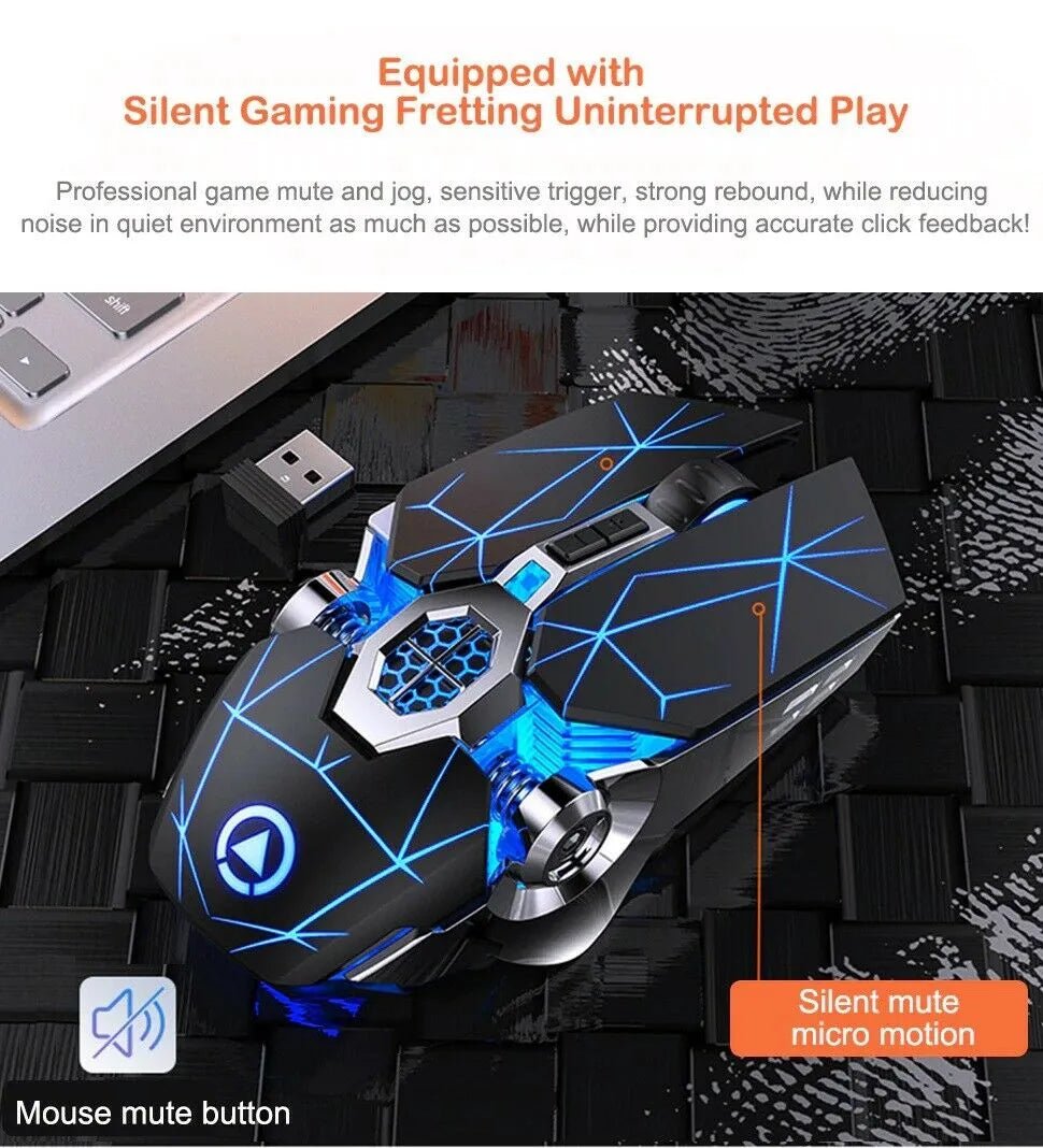 best Wireless Optical 2.4G USB Gaming Mouse 1600DPI 7 Color LED Backlit Rechargeable Silent Mice For PC Laptop shop online at M2K Trends for Wireless
