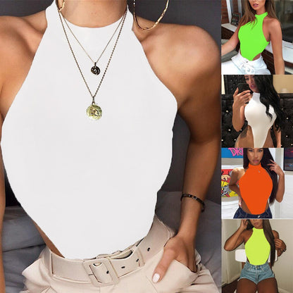 best Women Body-fitting Body Underwear Round Collar Sleeveless Jumpsuit Lady Sexy Body Vest Top Stretch Leotard Short Sleeve Tops 0 shop online at M2K Trends for