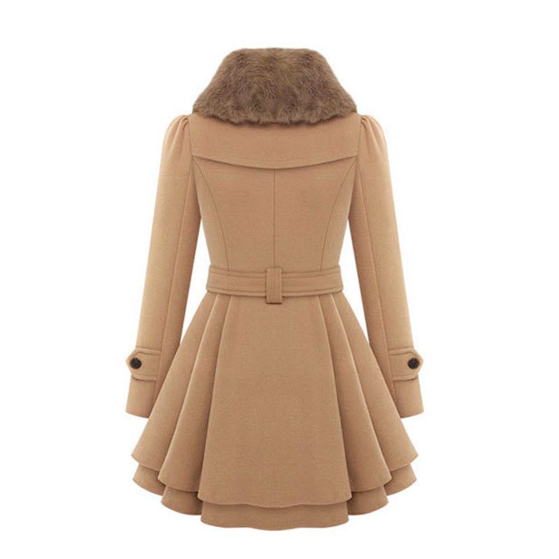 best Women classic Vintage Woolen Coat Double Buckle Slim Trench Coats Lady Fur Collar Peacoat Winter khaki windbreaker Outwear 5XL Jackets & Coats shop online at M2K Trends for Women classic Vintage Woolen Coat Double Buckle Slim Trench Coats Lady Fur Collar Peacoat Winter khaki windbreaker Outwear 5XL