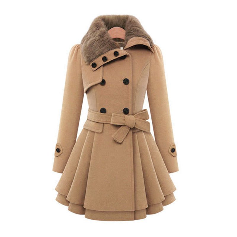 best Women classic Vintage Woolen Coat Double Buckle Slim Trench Coats Lady Fur Collar Peacoat Winter khaki windbreaker Outwear 5XL Jackets & Coats shop online at M2K Trends for Women classic Vintage Woolen Coat Double Buckle Slim Trench Coats Lady Fur Collar Peacoat Winter khaki windbreaker Outwear 5XL