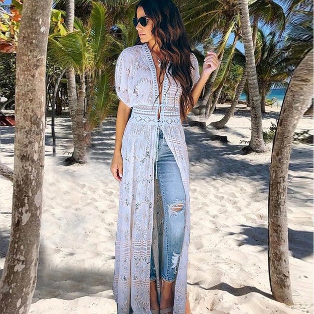 best Women Crochet Beach Knitted Beach Cover Up Dress Tunic Long dress shop online at M2K Trends for