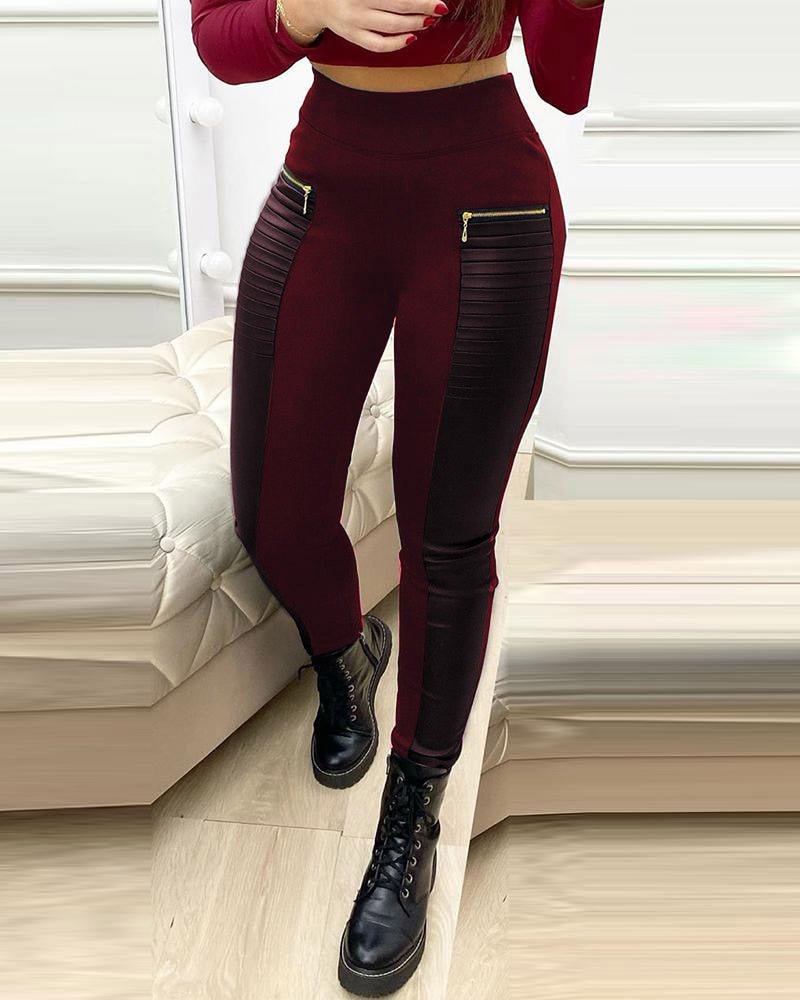 best Women Fashion Casual Pu Pants Women Trousers Pencil Pants Faux Leather Zipper Design High Waist PU Leather Pants 0 shop online at M2K Trends for