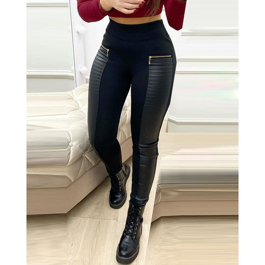 best Women Fashion Casual Pu Pants Women Trousers Pencil Pants Faux Leather Zipper Design High Waist PU Leather Pants 0 shop online at M2K Trends for