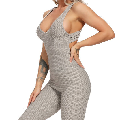 best Women Halter Yoga Set Black Activewear sexy bandage sleeveless Jumpsuit skinny rompers solid elastic bodycon fitness Sport Suits 0 shop online at M2K Trends for