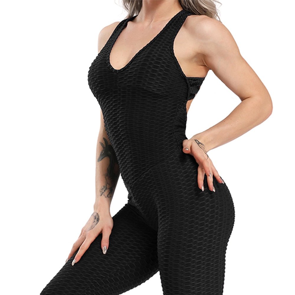 best Women Halter Yoga Set Black Activewear sexy bandage sleeveless Jumpsuit skinny rompers solid elastic bodycon fitness Sport Suits 0 shop online at M2K Trends for